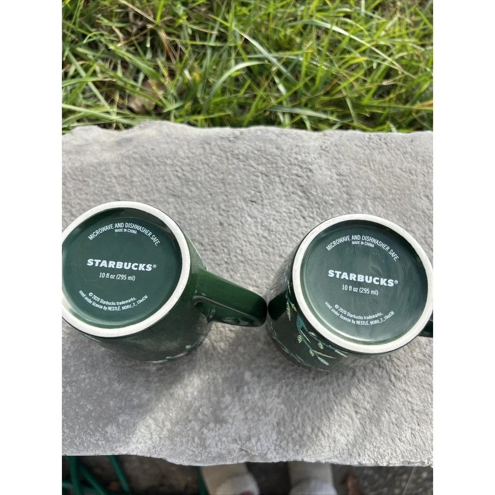 2-Starbucks 2020 Green Tropical Foliage With Birds‎ Coffee/Tea Mug 10 oz. D4